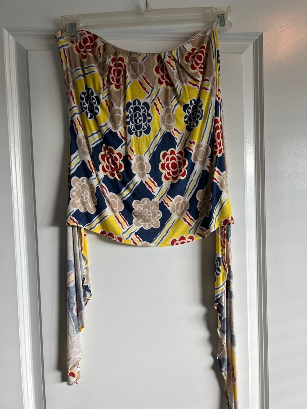 Ric Rac - Colorful Floral Strapless Top with Draped Ties